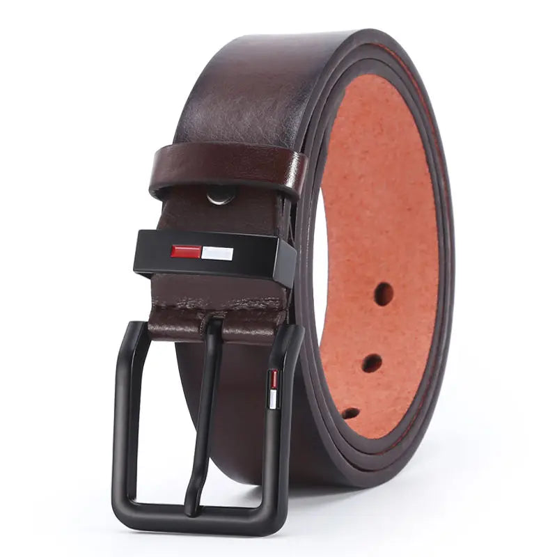 Men's PU Leather Alloy Pin Square Buckle Belt BusinessLeisure Belts 2023 Fashion Black Coffee Brown WaistBelts for Men