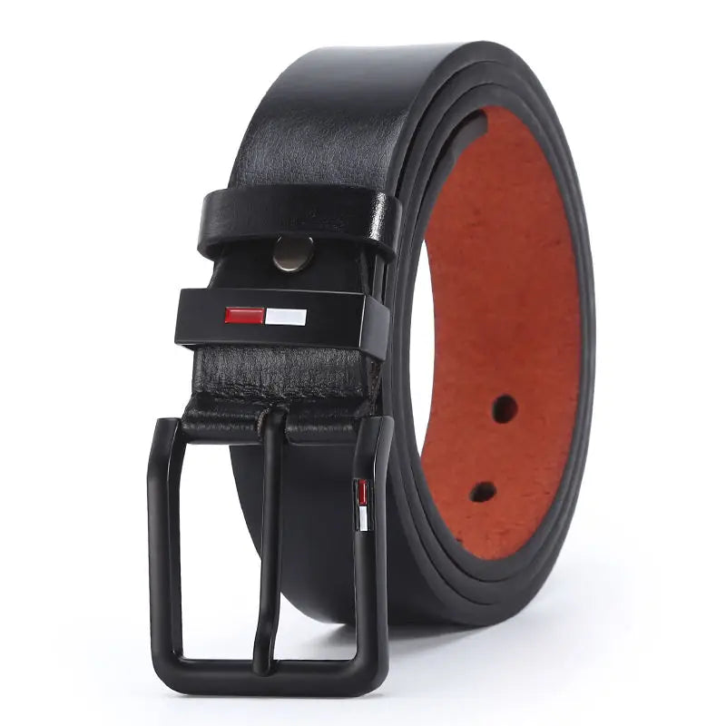 Men's PU Leather Alloy Pin Square Buckle Belt BusinessLeisure Belts 2023 Fashion Black Coffee Brown WaistBelts for Men