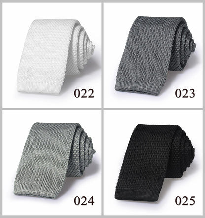 HUISHI Slim fashion Knitted ties for men 5.5 cm solid Black White Gray Blue Burgundy Knitted tie