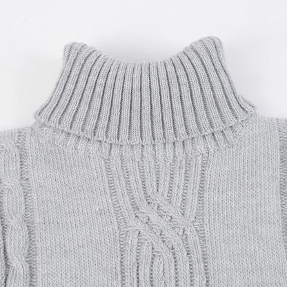 Autumn and Winter Men's Warm Sweater Long Sleeve Turtleneck Sweater Retro Knitted Sweater Pullover Sweater