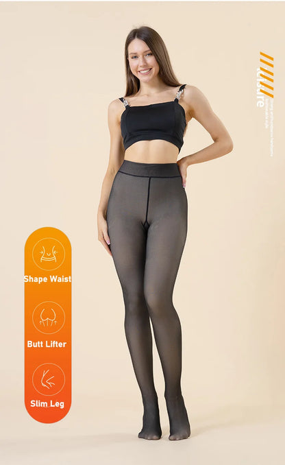 Thermal Tights Leggings Women Winter Fleece Velvet Thermo Stockings High Waist Elastic Slim Sexy Translucent Pantyhose