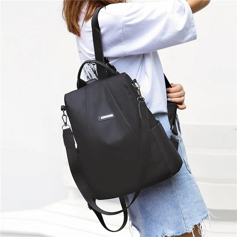 Women's Backpack Casual Nylon Solid Color School Bag Fashion Detachable Shoulder Strap Shoulder Bag Mochila Femenina