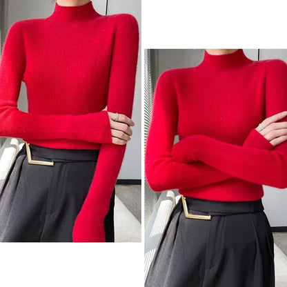 MEXZT Solid Sweater Women Half Turtleneck Knitted Pullovers Harajuku Korean Thick Knitwear Autumn Winter Fashion Slim Jumpers