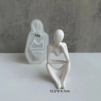 DIY Thinker Statue Silicone Mold 3D Nordic Art Abstract Human Body Plaster Ornament Mould Epoxy Resin Handicraft Mold Home Decor