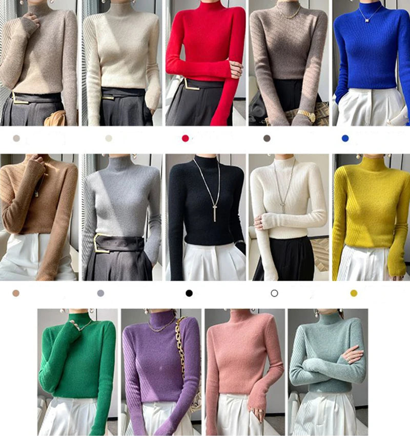 MEXZT Solid Sweater Women Half Turtleneck Knitted Pullovers Harajuku Korean Thick Knitwear Autumn Winter Fashion Slim Jumpers