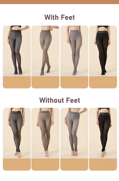 Thermal Tights Leggings Women Winter Fleece Velvet Thermo Stockings High Waist Elastic Slim Sexy Translucent Pantyhose