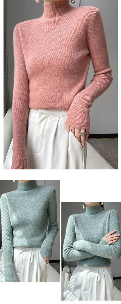 MEXZT Solid Sweater Women Half Turtleneck Knitted Pullovers Harajuku Korean Thick Knitwear Autumn Winter Fashion Slim Jumpers