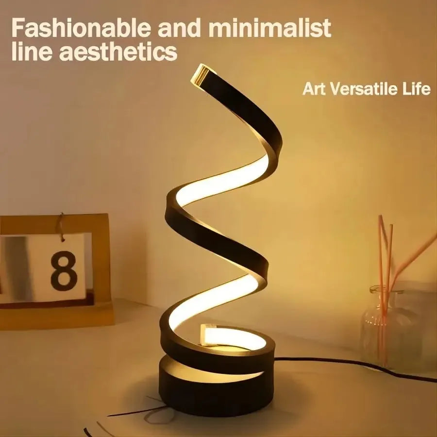 Table Lamps for Living Room,Modern Spiral Dimmable LED Table Lamp, Small Bedside Lamps, Nightstand Lamp for Bedroom Office Home