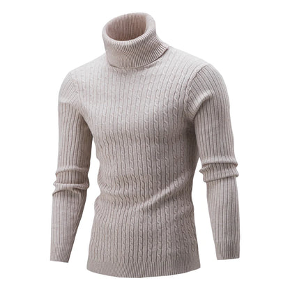 Autumn and Winter Men's Warm Sweater Long Sleeve Turtleneck Sweater Retro Knitted Sweater Pullover Sweater