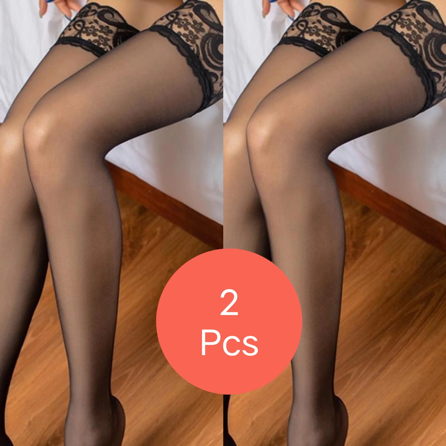 Women Flower Transparent Silk Stocking Female White Sexy Slim Hosiery High Knee Cuff Tights Elastic Fashion High Stockings