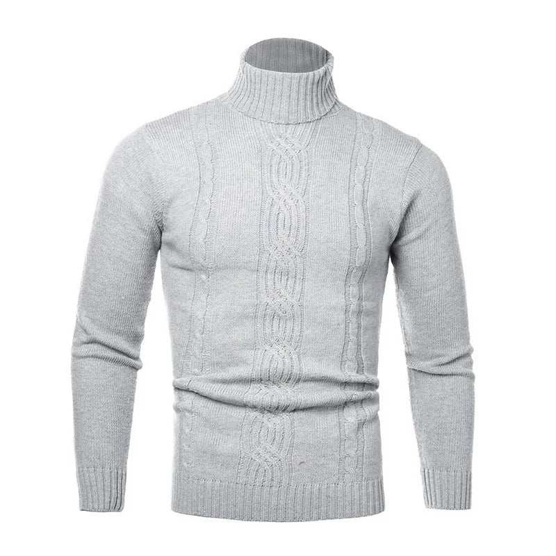 Autumn and Winter Men's Warm Sweater Long Sleeve Turtleneck Sweater Retro Knitted Sweater Pullover Sweater