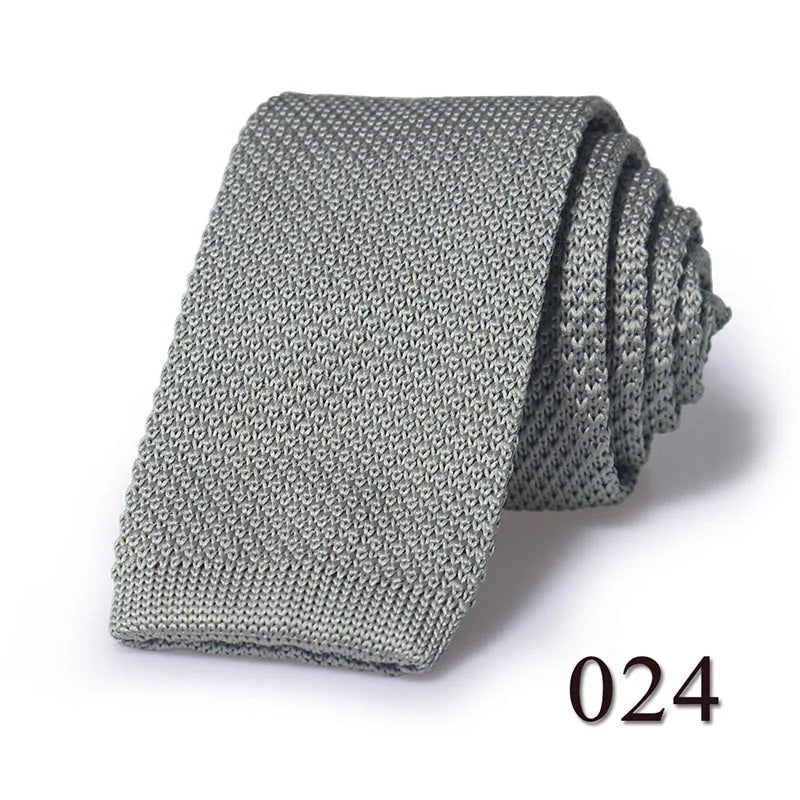 HUISHI Slim fashion Knitted ties for men 5.5 cm solid Black White Gray Blue Burgundy Knitted tie