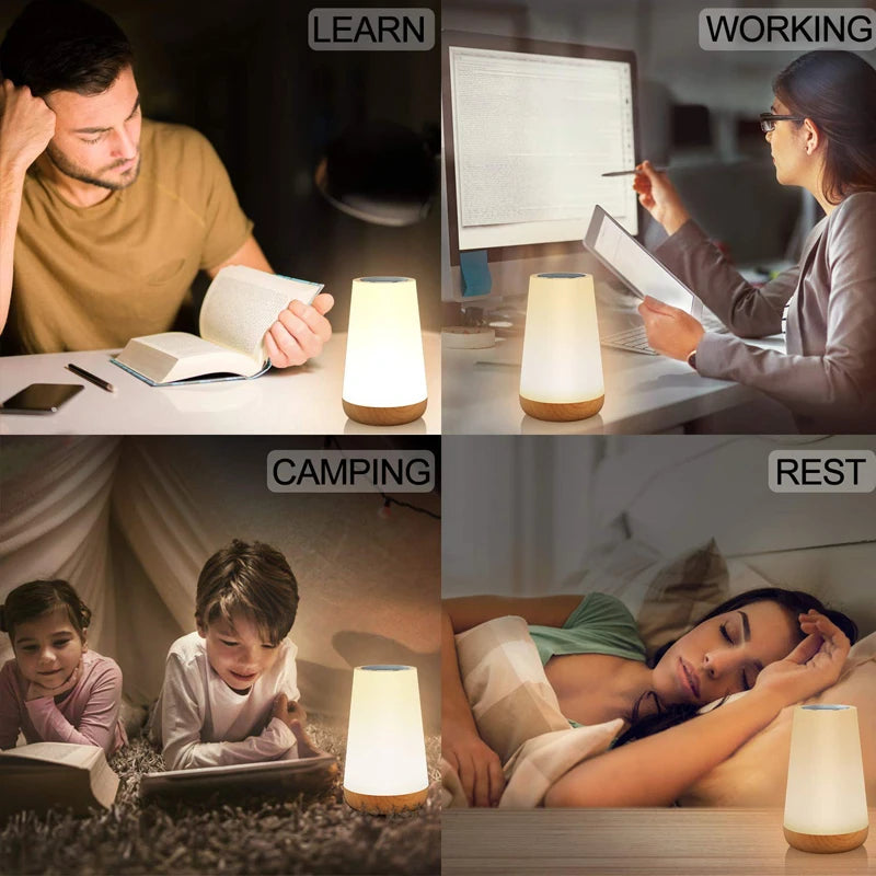 13 Color Changing Night Light RGB Remote Control Touch Dimmable Lamp Portable Table Bedside Lamps USB Rechargeable Night Lamp