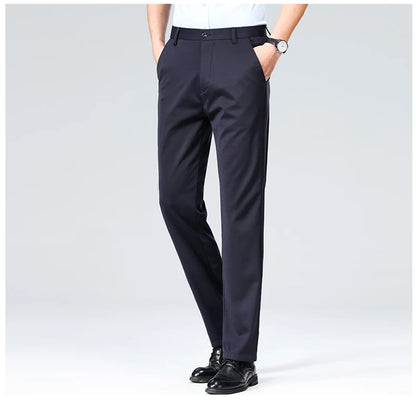 Summer Autumn Thin Trousers Men Formal Dress Suit Pants Work Pants Quality Business Casual Pants Black Wine Red Long Pants