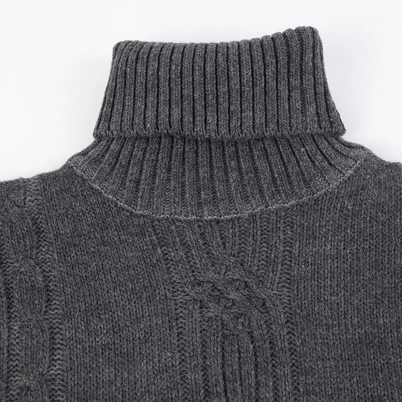 Autumn and Winter Men's Warm Sweater Long Sleeve Turtleneck Sweater Retro Knitted Sweater Pullover Sweater