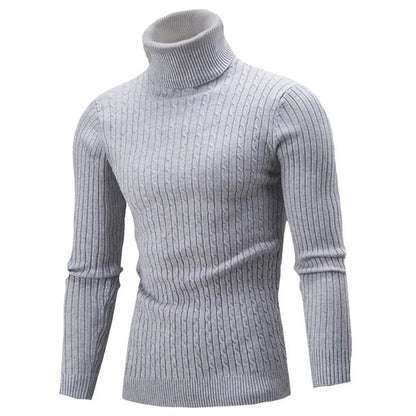 Autumn and Winter Men's Warm Sweater Long Sleeve Turtleneck Sweater Retro Knitted Sweater Pullover Sweater