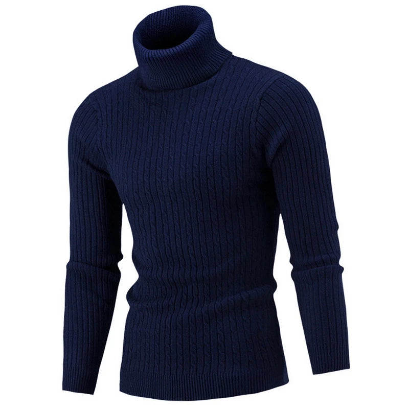 Autumn and Winter Men's Warm Sweater Long Sleeve Turtleneck Sweater Retro Knitted Sweater Pullover Sweater