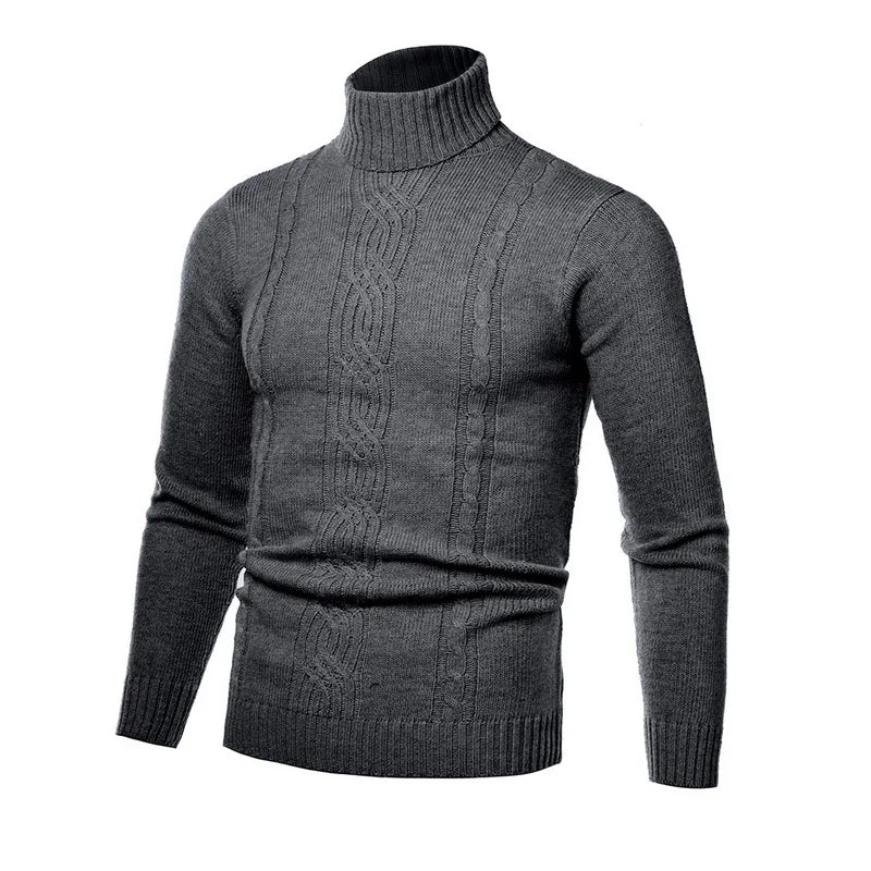 Autumn and Winter Men's Warm Sweater Long Sleeve Turtleneck Sweater Retro Knitted Sweater Pullover Sweater