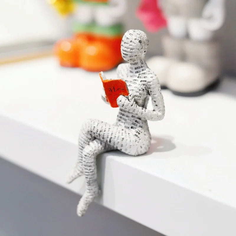 1Pc, Reading Paper Pulp Woman Thinker Statue Decoration, Creative Art Design Modern Home Office Bookshelf Tv Cabinet Accessories Desk Decoration Gifts