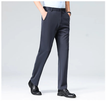 Summer Autumn Thin Trousers Men Formal Dress Suit Pants Work Pants Quality Business Casual Pants Black Wine Red Long Pants