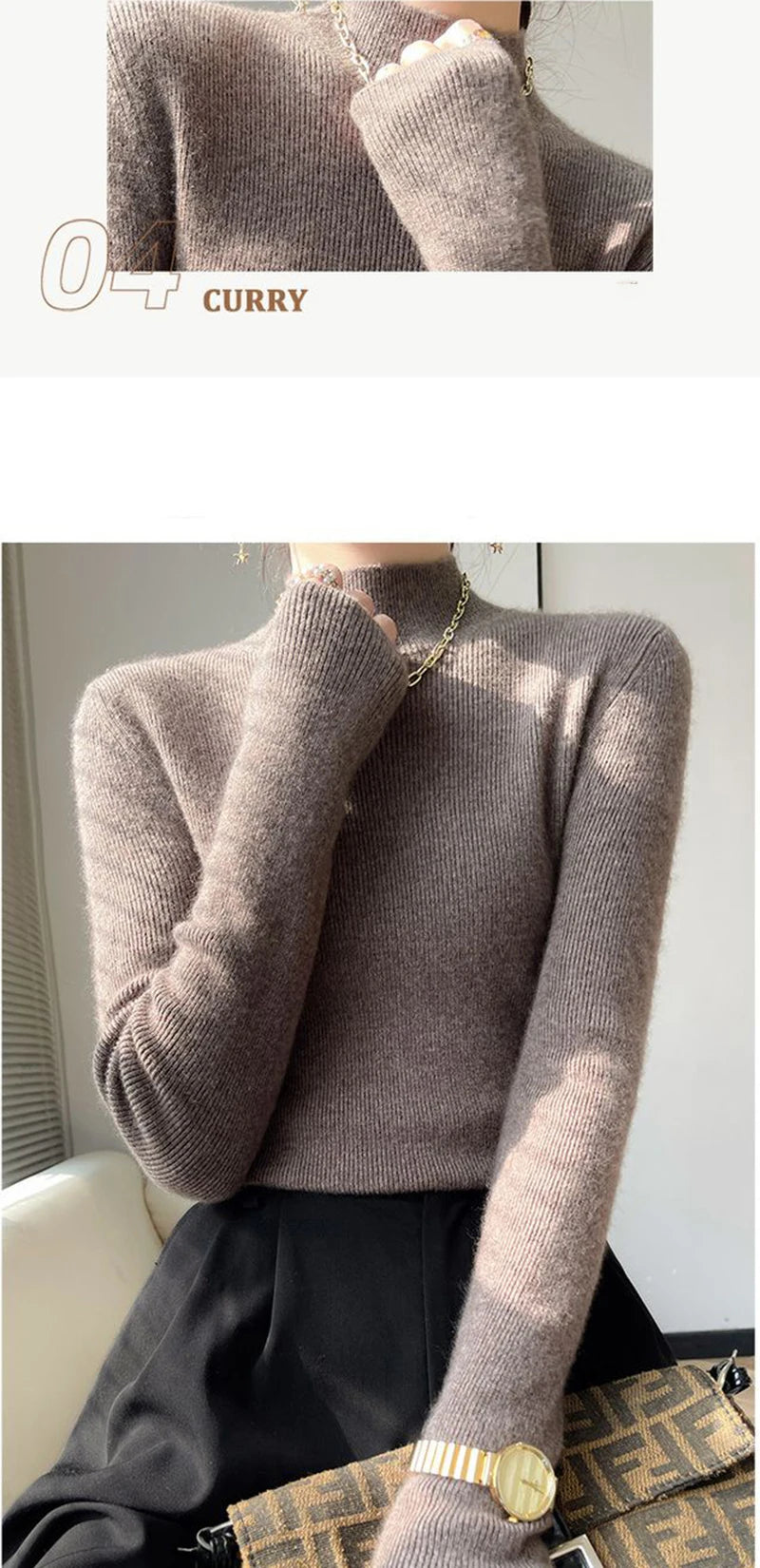 MEXZT Solid Sweater Women Half Turtleneck Knitted Pullovers Harajuku Korean Thick Knitwear Autumn Winter Fashion Slim Jumpers