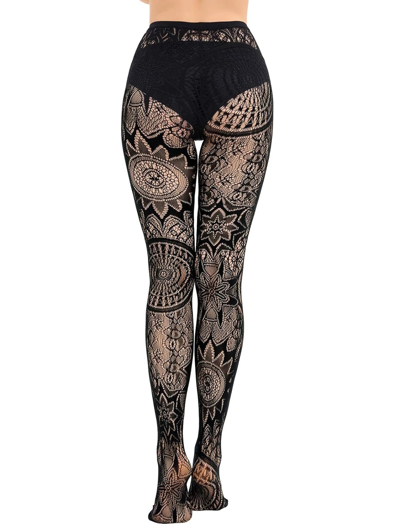 2024 new fashion girls fishnet stockings sexy tattoo lace stockings jacquard lace hollow pantyhose